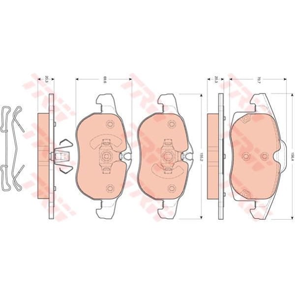 TRW GDB1613 Fren Balatası Ön Croma 05- / Astra H 04- 2.0 Turbo Vectra C 02- Sıgnum 02- / 9-3