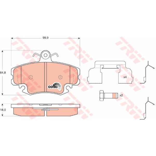 TRW GDB1634 Fren Balatası Ön Renault 9 Em R11 R18 R19 CLIO I CLIO Symbol Megane I Twingo / Sandero 0