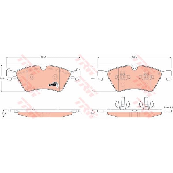 TRW GDB1642 Fren Balatası Ön M Serisi W164 Ml280 Ml300 Ml320 Ml350 Ml420 Ml500 Ml63 R Serisi W251 R2 