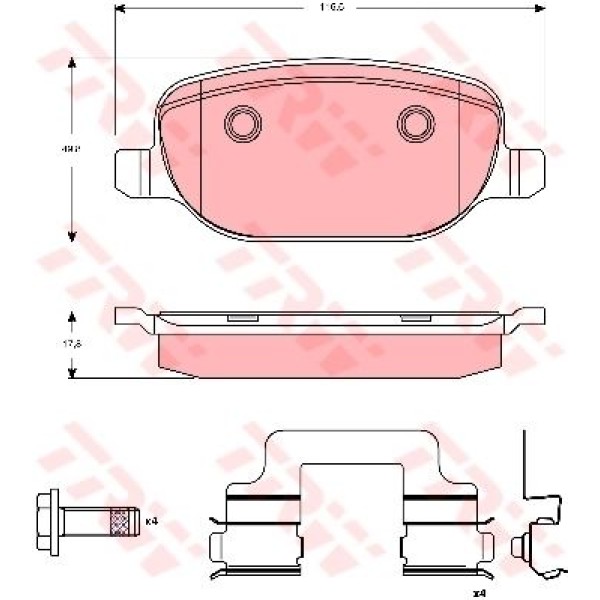 TRW GDB1649 Fren Balatası Arka Delta 08- / 159 05- Spıder 06- Brera 05- 