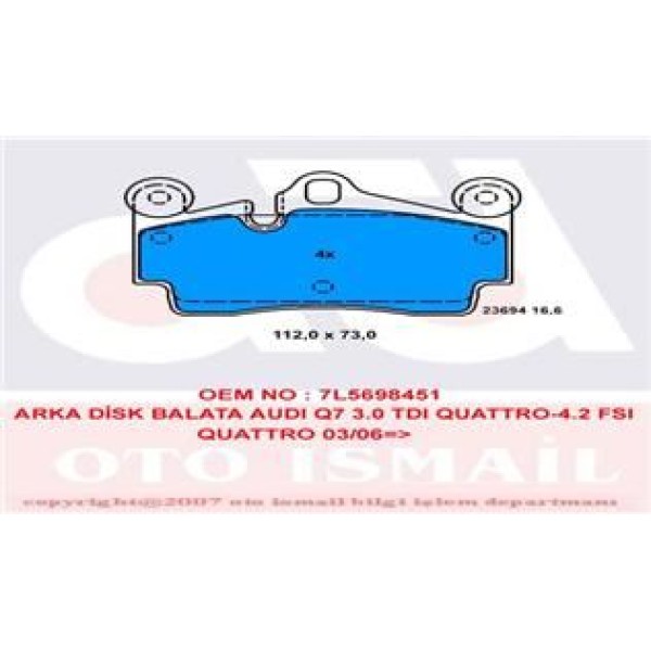 TRW GDB1652 Fren Balatası Arka Touareg 7L 02- / Q7 4L 06- / Cayenne 02-