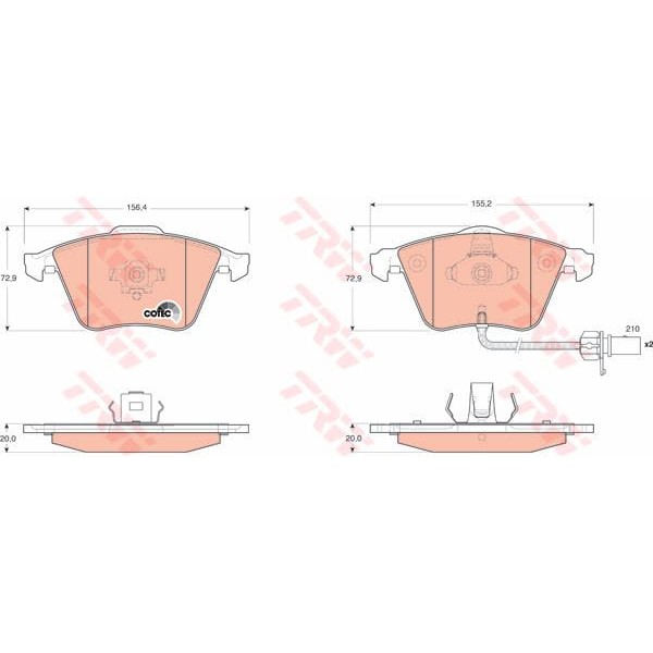 TRW GDB1659 Fren Balatası Ön Fişli Vectra C 02- 2.8 V6 / A4 04-08 A6 04- A8 03- / Exeo 09- / Focus / 