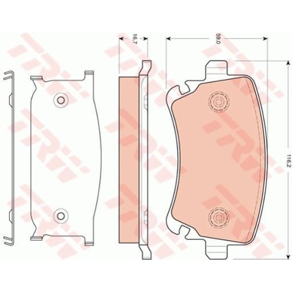 TRW GDB1661 Fren Balatası Arka 116Mm A8 6.0 W12 Quattro 05 Tamir Takım Kit