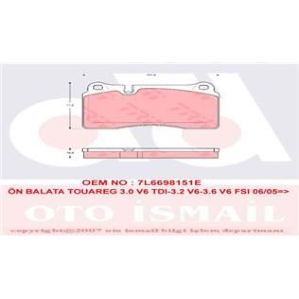 TRW GDB1670 Fren Balatası Ön Touareg 7L 03- Touareg 7P 10- 