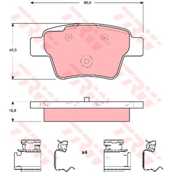 TRW GDB1678 Fren Balatası Arka 207 06- 307 00- / C4 04-