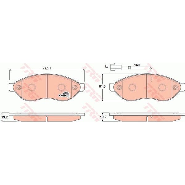 TRW GDB1681 Fren Balatası Ön Fişli Ducato / Boxer 06- / Jumper 06- 14Q 