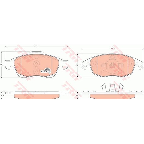 TRW GDB1690 Fren Balatası Ön 5008 09- Partner 08- Partner Tepee 08- / C4 Picasso 06- C4 10- Ds4 11- 