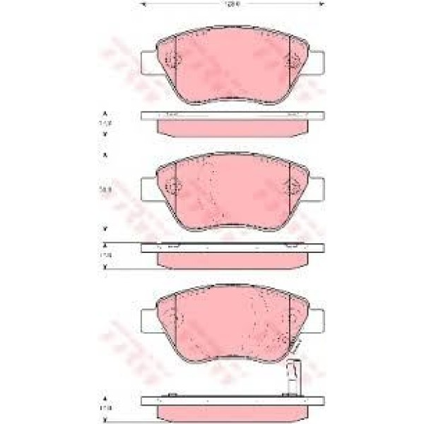 TRW GDB1700 Fren Balatası Ön Fıssız Albea 1.3 Doblo 01- Panda 03- / Corsa E 14- Corsa D 06- Adam 13- 