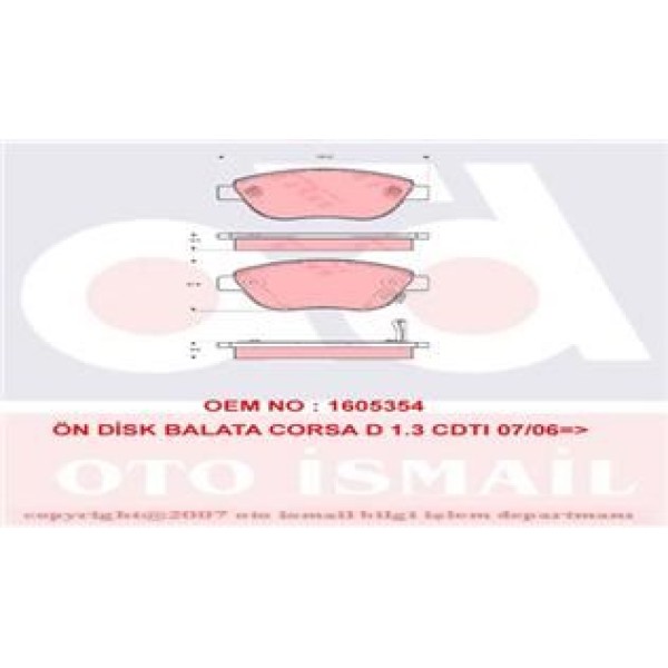 TRW GDB1701 Fren Balatası Ön Fıssız 500 L 12- / Corsa D 06- Geniş Tıp