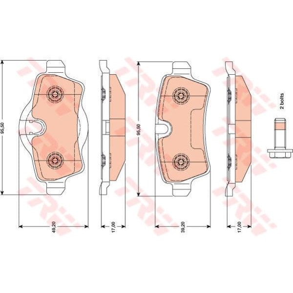 TRW GDB1766 Fren Balatası Arka Clubman R55 R56 R50 R53 Clubvan R55 Convertıble R57 Cooper S R56 Coun