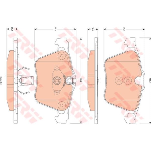TRW GDB1835 Fren Balatası Ön S-Max 06- Galaxy 06- / Xf 08- Xj 09- Xk 06- / S60 10- S80 06- V70 06- X