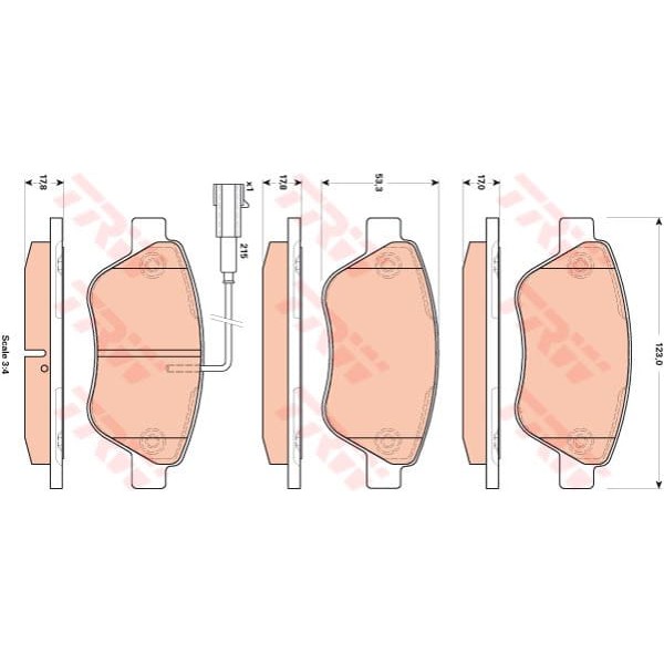 TRW GDB1842 Fren Balatası Ön Çıft Fişli Linea Fiorino 08- Qubo 08- Punto Evo 09- / Mıto 08- / Bipper