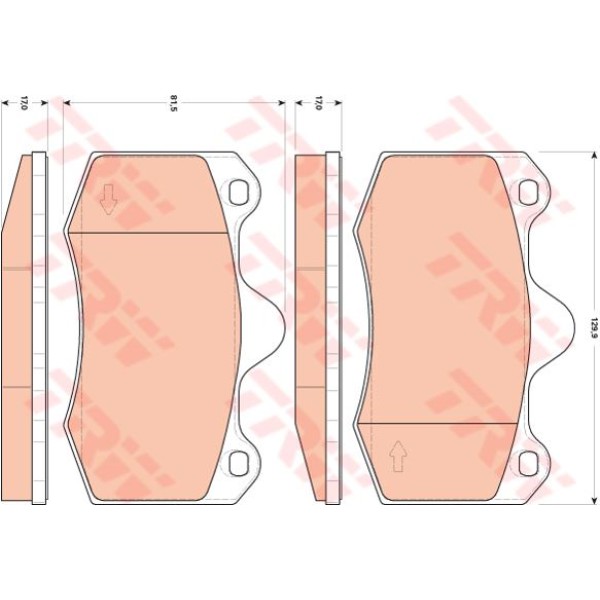 TRW GDB1852 Fren Balatası Ön Ibiza IV 01- Ibiza V 08- / Rapid 12- 129,9 Mm-81,5 Mm-17 Mm