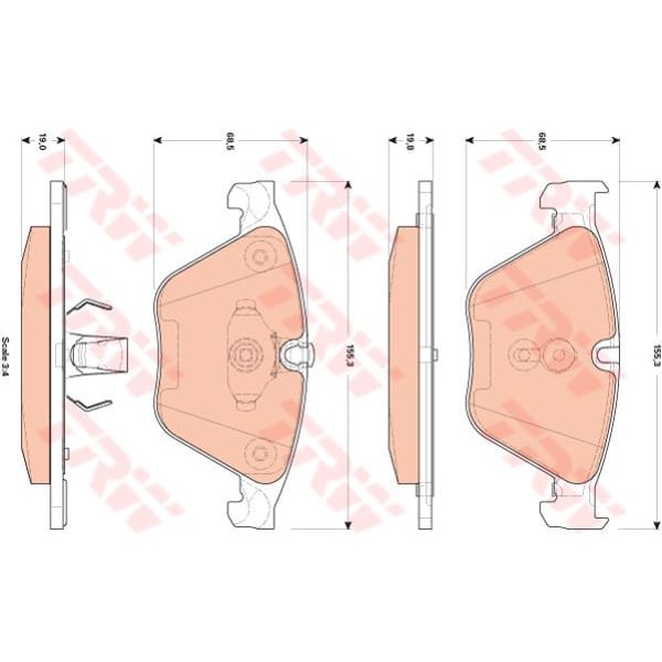 TRW GDB1854 Fren Balatası Ön Bmw 5 F10 F18 Bmw 6 F12 F13 F06 Bmw 7 F01 F02 F03 F04