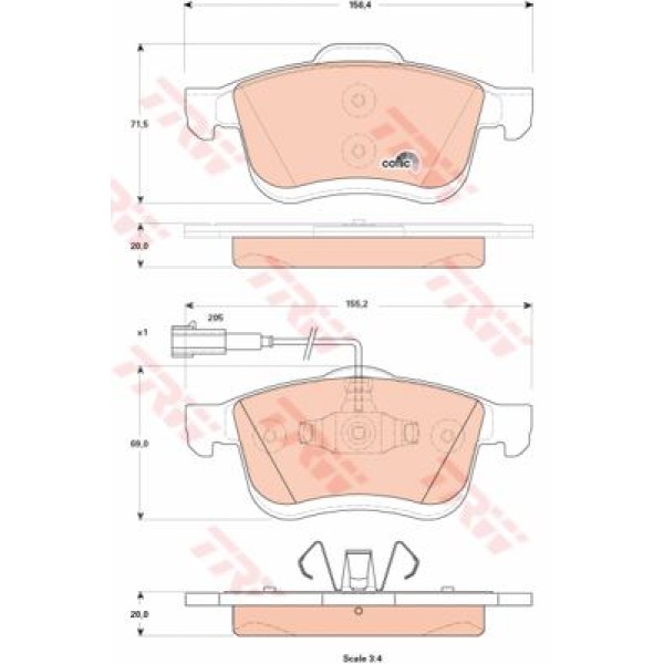 TRW GDB1865 Fren Balatası Ön 500 L 12- Doblo Maxi 09- / Combo 12-
