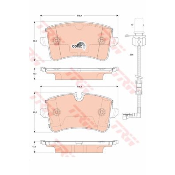 TRW GDB1867 Fren Balatası Arka A4 07- A5 07- A6 11- A7 10- A8 10- Q5 08- / Macan 14-