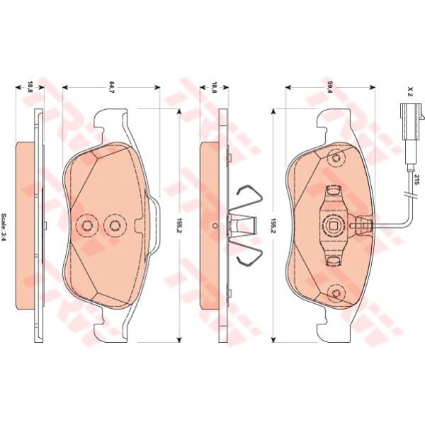 TRW GDB1873 Fren Balatası Ön Fişli Gıulıetta 10-