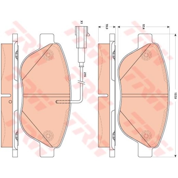 TRW GDB1879 Fren Balatası Ön Panda 1.4 06- 1.3D 040-10- Fiat 500 1.4 10 07- 971811 Sası Nosundan Son