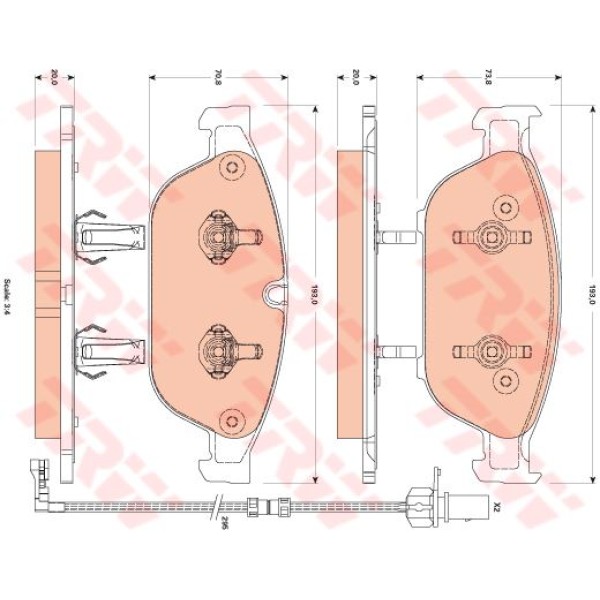 TRW GDB1883 Fren Balatası Ön A6 11- A7 10-