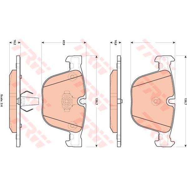 TRW GDB1892 Fren Balatası Arka Bmw 5 F07Gt 550İ 10- Bmw 7 F04 750İ 09- Bmw X5 E70 4.4M 09- Bmw X6 E7 