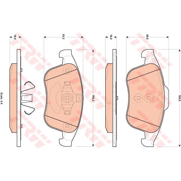 TRW GDB1896 Fren Balatası Ön CLIO IV 13- 1.6 Rs Megane III 08- Laguna III 07- Scenic III 08- Latitud 