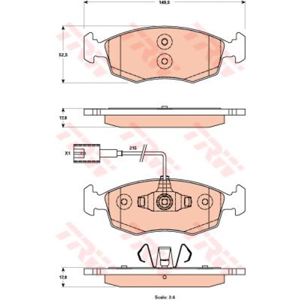 TRW GDB1900 Fren Balatası Ön Fişli 500 07- Punto Evo 09- 