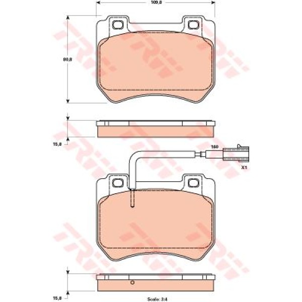 TRW GDB1904 Fren Balatası Ön 159 05- Spıder 06- Brera 05- 