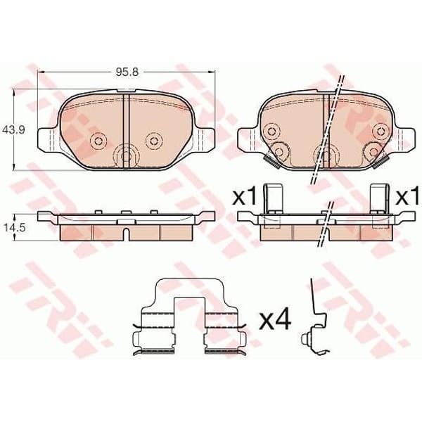 TRW GDB1950 Fren Balatası Arka Fıssız 500 07- Linea 07- Panda 12- 4×4 / 147 00- 156 97- Gt 03-10