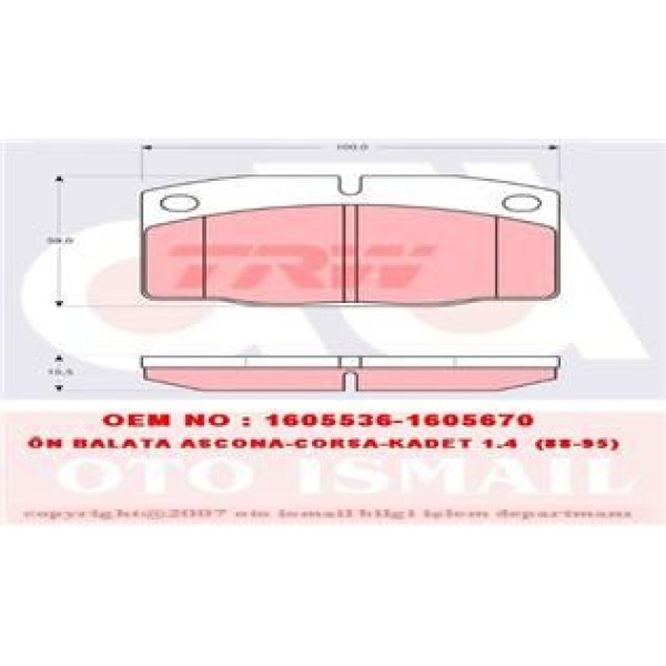 TRW GDB199 Fren Balatası Ön Vectra A 88- Corsa A 82- Omega A 86- Ascona B 75- Ascona C 81-88 Kadett