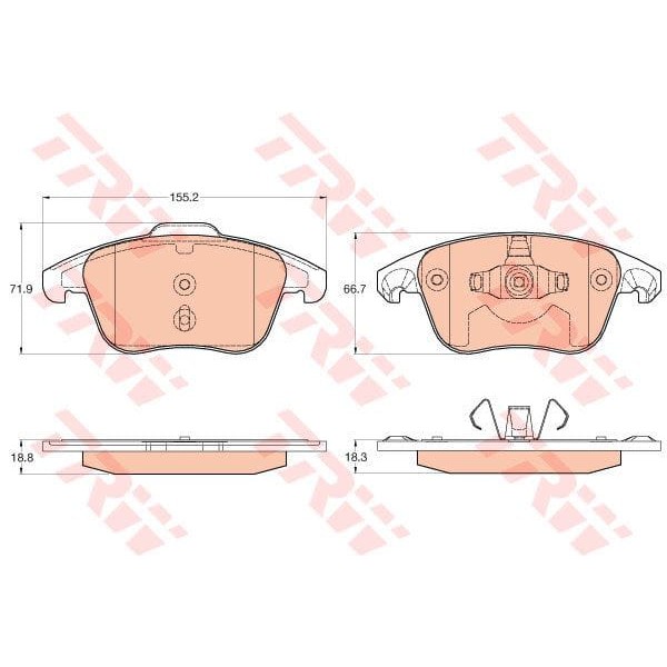 TRW GDB2025 Fren Balatası Ön 208 12- 3008 09- 5008 09- / C4 Grand Picasso 08- C4 Picasso 06- Ds4 11- 