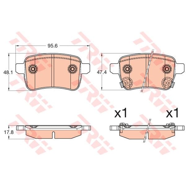 TRW GDB2032 Fren Balatası Arka 500 L 12- 1.4 1.6D Mjet 
