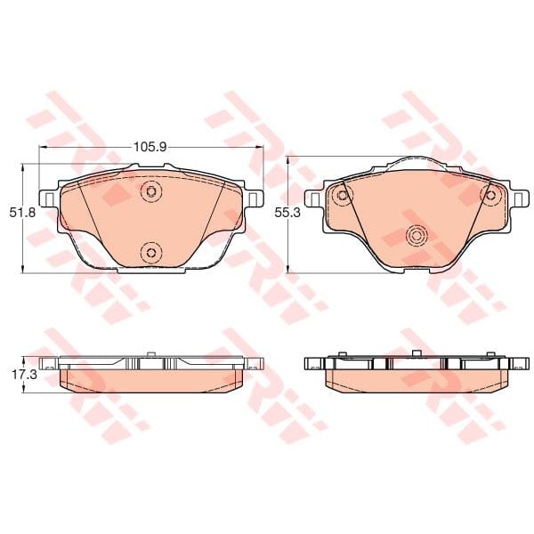 TRW GDB2034 Fren Balatası Arka 308 13- / C4 Grand Picasso 13- C4 Picasso 13- 