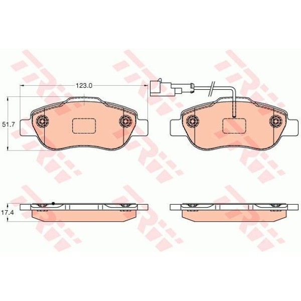 TRW GDB2039 Fren Balatası Ön Fişli 500 07- Fiorino 08- Qubo 08- Panda 03- / Ka 08- 