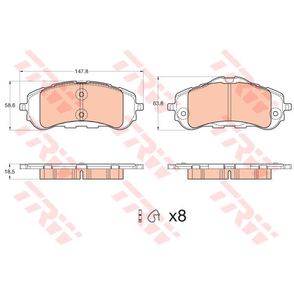 TRW GDB2044 Fren Balatası Ön 308 13-