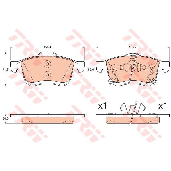 TRW GDB2060 Fren Balatası Ön Fişli 500 L 12- Doblo Maxi 09- / Combo 12- 