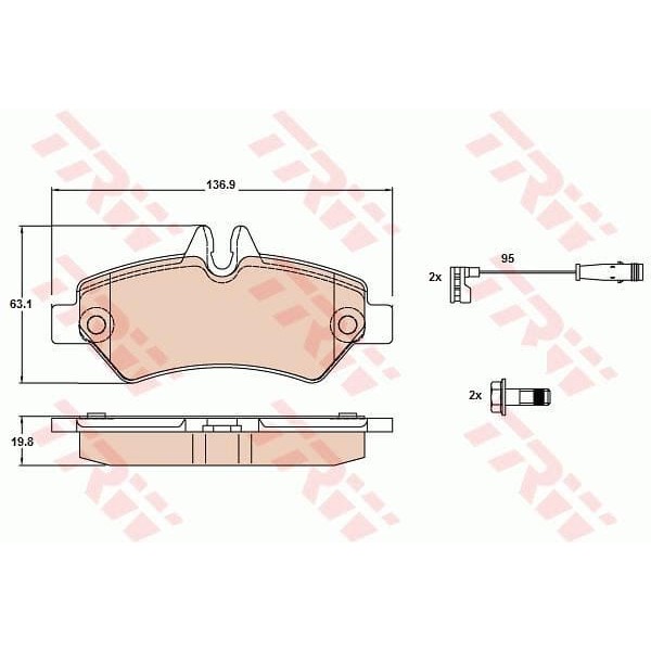 TRW GDB2076 Fren Balatası Arka Crafter 06- / Sprinter 06- Tek Teker 