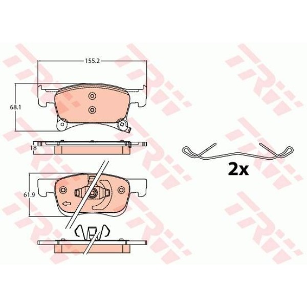 TRW GDB2091 Fren Balatası Ön Albea 1.3 Doblo 01- Panda 03- / Corsa E 14- Corsa D 06- Adam 13- 