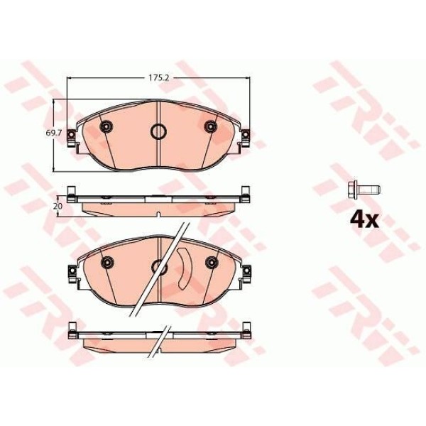 TRW GDB2114 Fren Balatası Ön Passat B7 10- Sharan 10- / Alhambra 10- / Octavia III 13- Superb III 15 