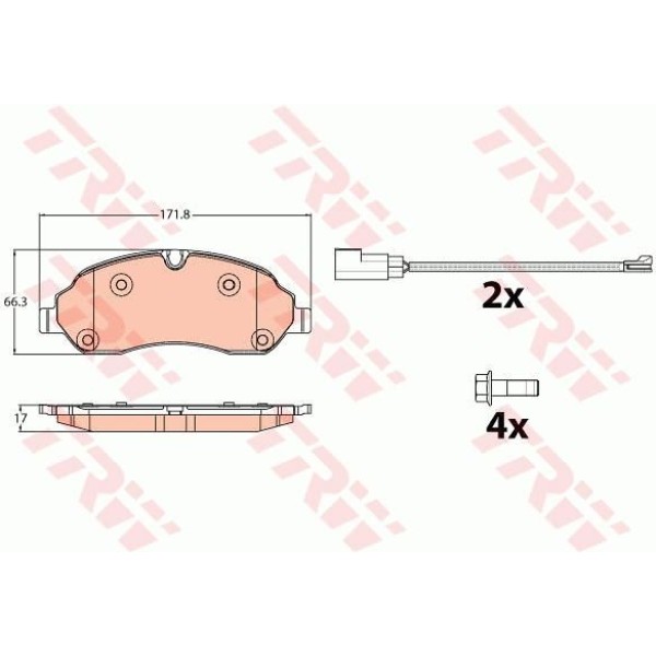 TRW GDB2117 Fren Balatası Ön Fişli Tourneo Custom 12- 