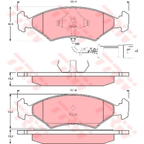 TRW GDB238 Fren Balatası Ön Fişli Fiesta III 89- Escort III 80- Escort IV 86- Orion II 86- Sıerra 87 