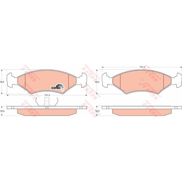 TRW GDB255 Fren Balatası Ön Fiesta III 89- Escort IV 86- Escort III 80- Orion 83- Sıerra 87- 