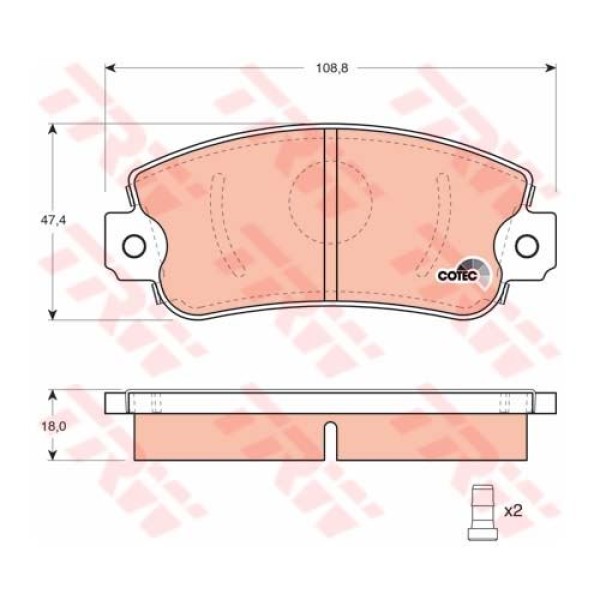 TRW GDB297 Fren Balatası Ön Uno 60 Panda 86- / Ibiza I 84-93