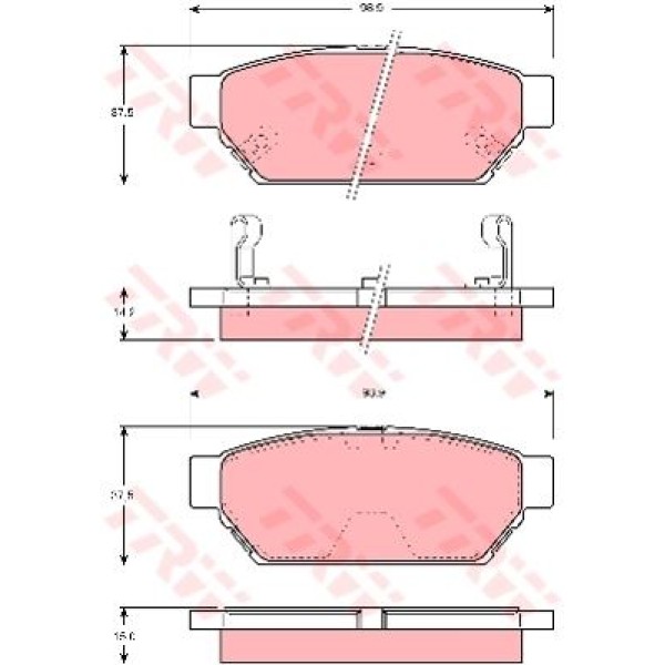TRW GDB3045 Fren Balatası Arka Carisma 00-06 Colt 92-03 Lancer 92-02 / Persona 96-