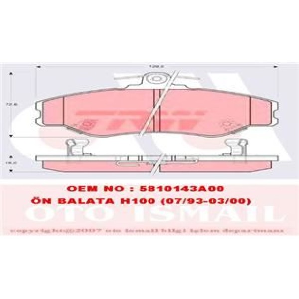 TRW GDB3089 Fren Balatası Ön H100 93-04 Mınıbüs Kamyonet