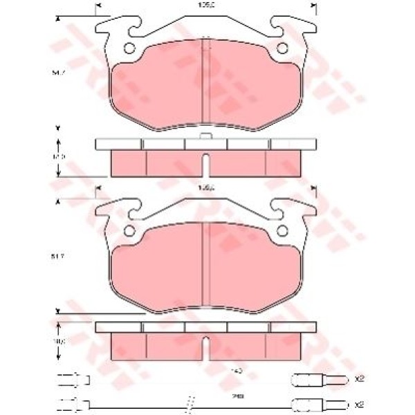 TRW GDB313 Fren Balatası Ön Citroen Bx 1.1 1.4 82-92 54.7×105×18 