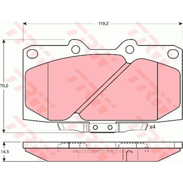 TRW GDB3131 Fren Balatası Ön 200 Sx 93-99 300 Zx 90-95 / Forester 98-02 Impreza 00- 