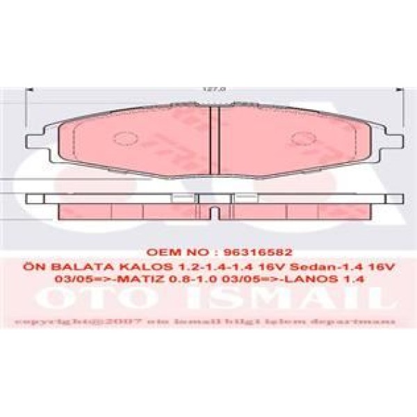 TRW GDB3195 Fren Balatası Ön Spark 05- / Lanos 97- Matız 01- 