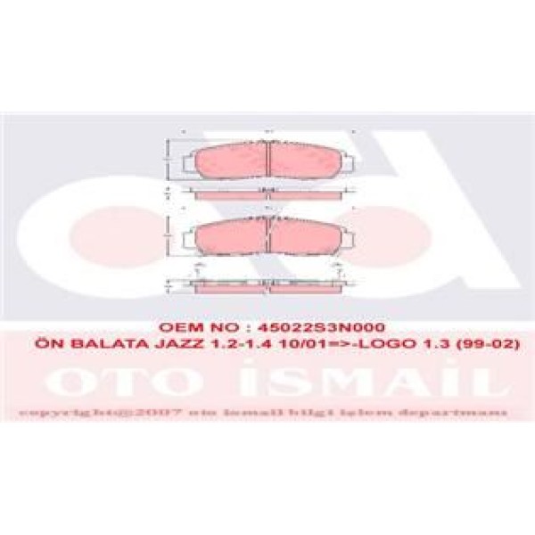 TRW GDB3212 Fren Balatası Ön Civic 91-95 1.5 Civic 96-01 Jazz 02-08 Logo 99-02 