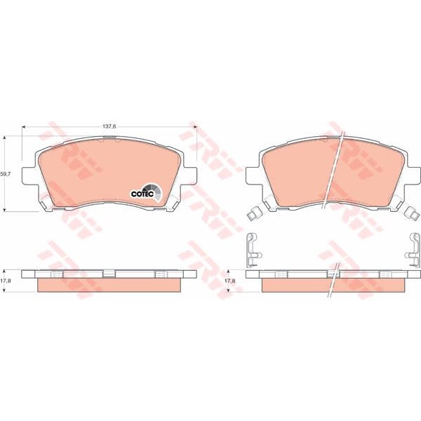TRW GDB3217 Fren Balatası Ön Forester 97-02 Impreza 92-00 4Wd Legacy 94-03 Outback 00-03 