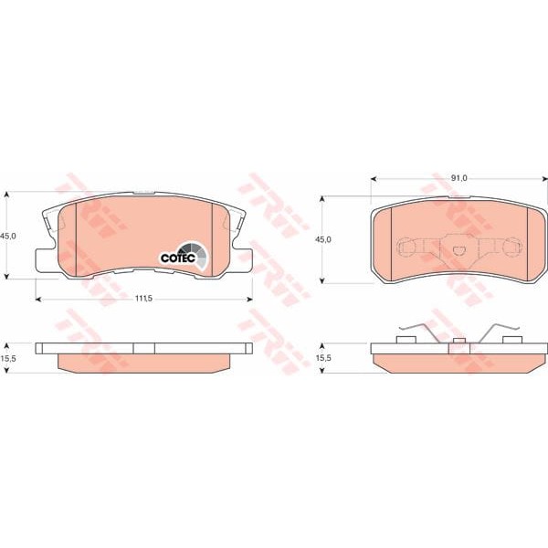 TRW GDB3247 Fren Balatası Arka 4007 07- 4008 12- / C-Crosser 07- / Asx 10- Grandıs 04- Outlander 07- 